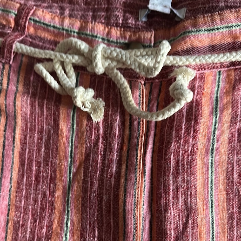 NWT J.Jill Striped Shorts, Sz 14, Rope Belt, Slash Side Pockets - Picture 6 of 9